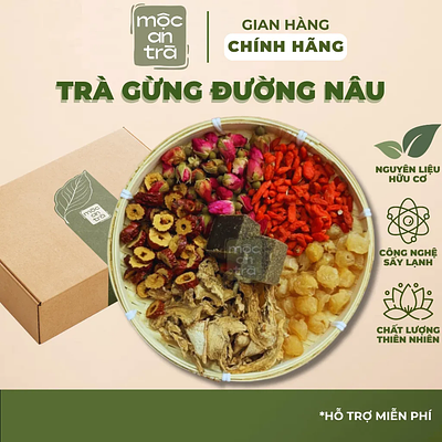 Trà Gừng Đường Nâu Thảo Mộc – Giữ Ấm Cơ Thể, Hỗ Trợ Giảm Đau Bụng Kinh, Bổ Máu, Thư Giãn Mộc An Trà